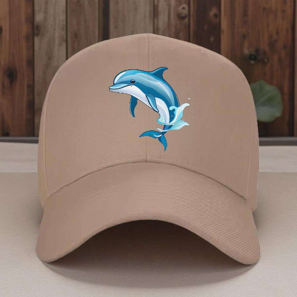 Dolphin Leaping Graphic Baseball Cap Adjustable Cotton Casual Sun Hat for Adults Unisex