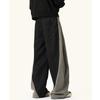 Splicing scimitar twill pants men's spring retro wide-leg pants trousers loose straight casual