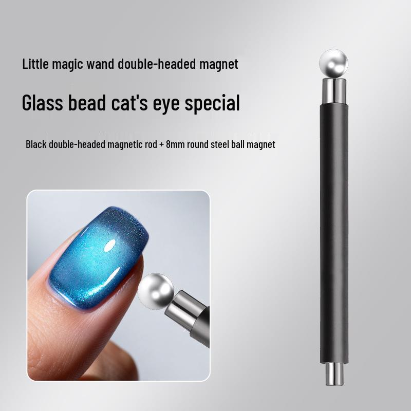 Double-Ended Multi-Functional Cat Eye Nail Art Magnet with Wide French Glass Beads