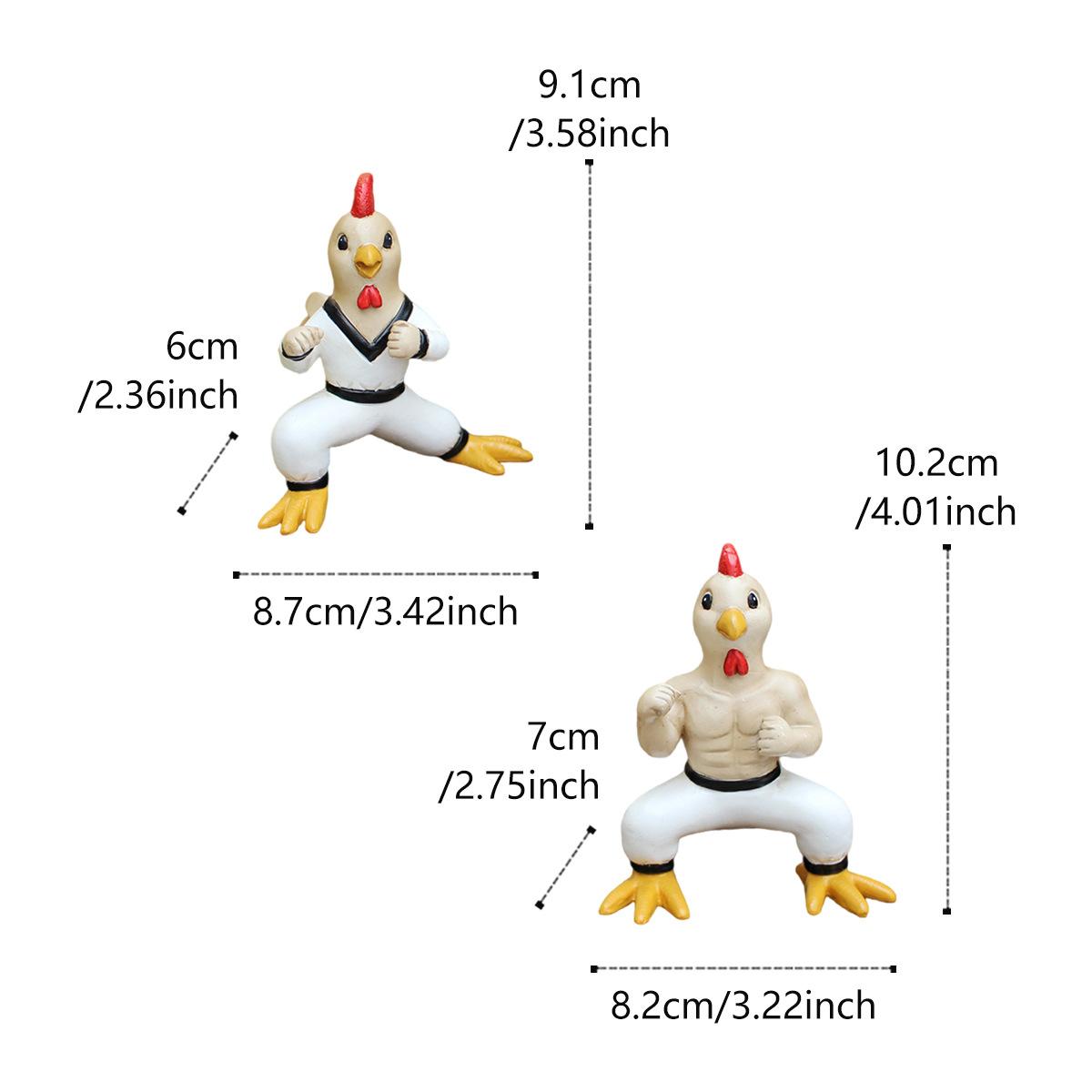 

Funny Cartoon Kungfu Chicken Statue Resin Chicken Sculpture Indoor Home Living Room Tabletop Decor Garden Landscape Accessories світло-сірого кольору