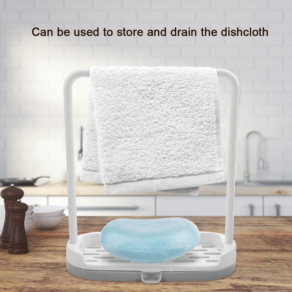 Kitchen Detachable Bar Towel Drying Rack Storage   Rack for Dishcloth Sponge Soa(Beige)
