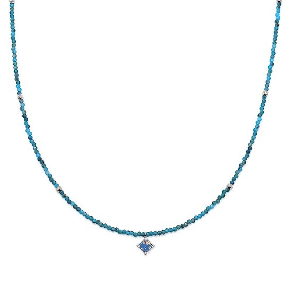 Slim Raw Blue Apatite Necklace Nk163