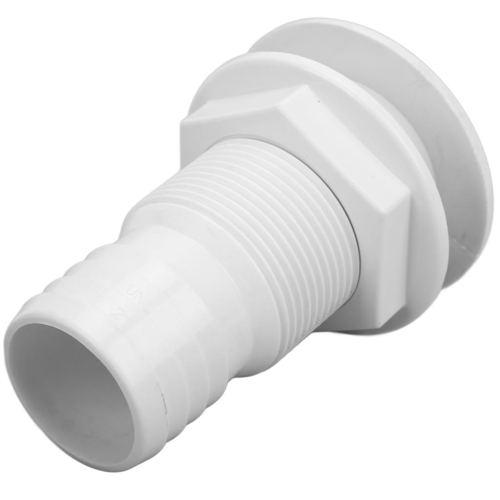 Marine Through Hull Fitting 2in White ABS Plastic Hose Coupler Drain Outlet Accessory