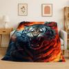 Fierce Tiger Beast Sabretooth Flannel Blanket Soft Throw Blanket for Bedroom Living Room Bed Travel Camping Picnic Nap Cover
