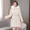 Winter Women New Elegant Parkas Midi Slim Fashion Korean Big Fur Collar Zipper Drawstring Classic All-match Warm Down Jacket