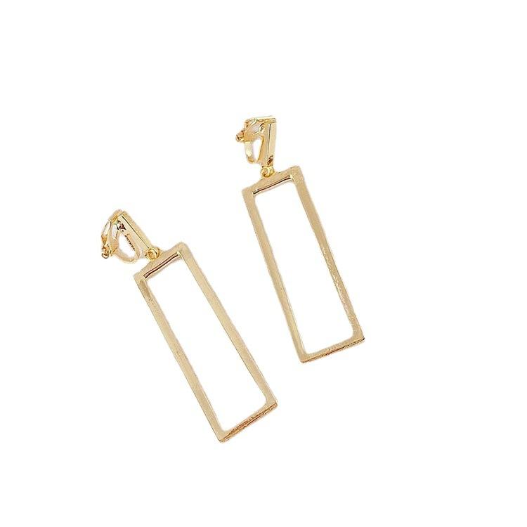 Earclips Geometrically Stylish Earrings with Hollow Oblong Earclips Without Piercing