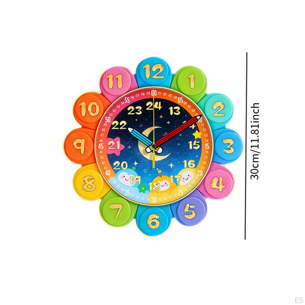 Learning Clock for Kids Analog To Tell Time Teaching Classroom Bedroom