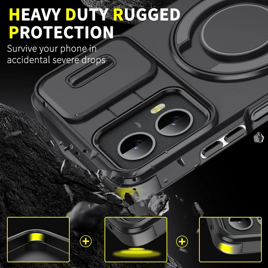 Armor Magnetic Holder Case for Motorola Moto G Play 5G G5G GStylus 5G GPower 5G 2024 Slide Camera Protection Shockproof Cover