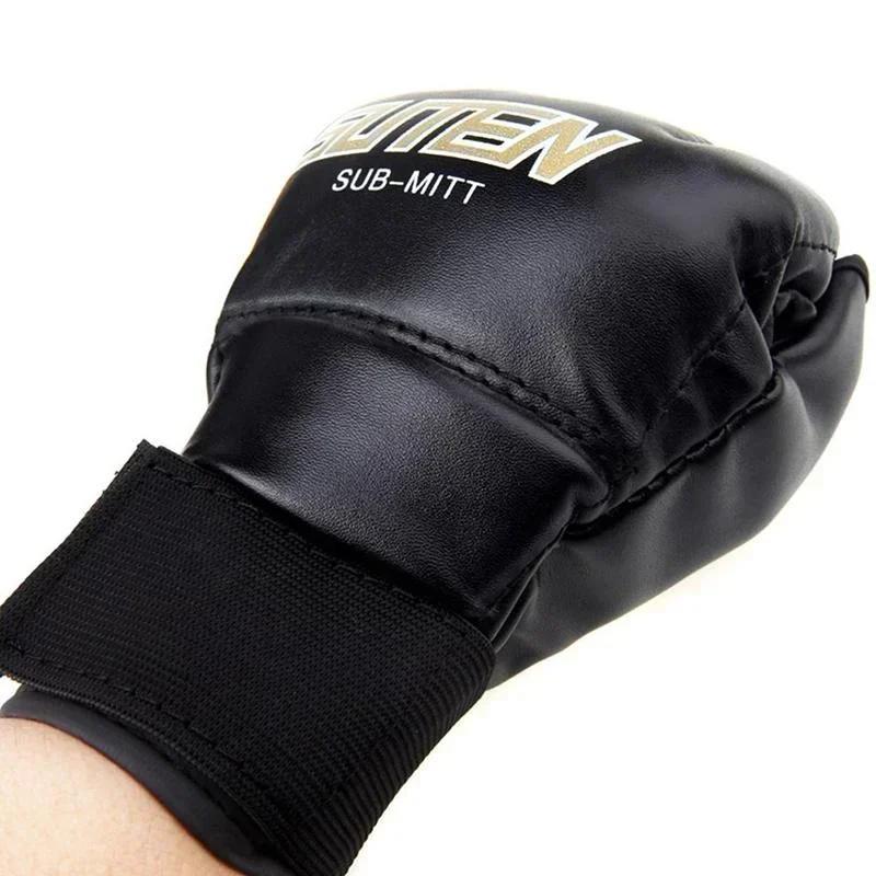1 Pcs PU Material Split Finger Boxing Gloves Sandbag Half Finger Exposed Gloves Palm Breathable Leather Split Finger