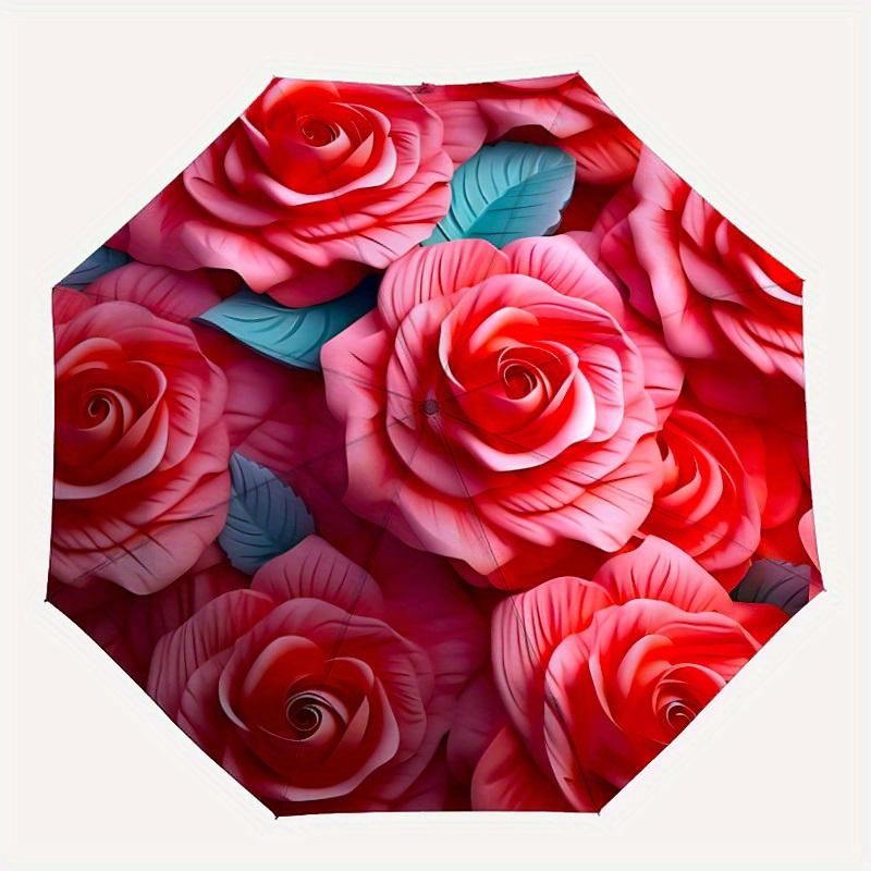 

1pc Roses Bouquet Automatic Folding Umbrella - Lightweight, Retractable Design with 8-Rib Durability, Perfect for Outdoor Adventures, Fashio
