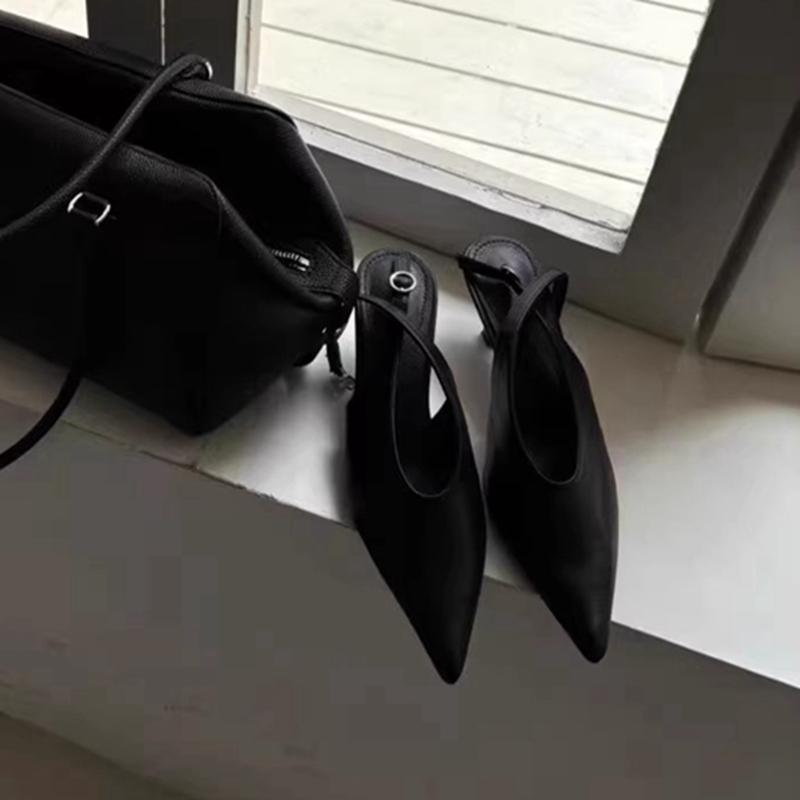 Fashion SUOJIALUN 2025 Summer New Brand Women Sandal Fashion Pointed Toe Shallow Ladies Elegant Slingback Shoes Thin Med Heel Pumps