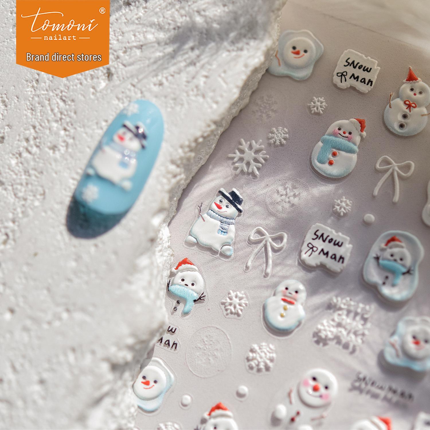 

Tomoni 3D Snowman Nail Art Stickers - Cute Japanese Style Embossed Nail Decals