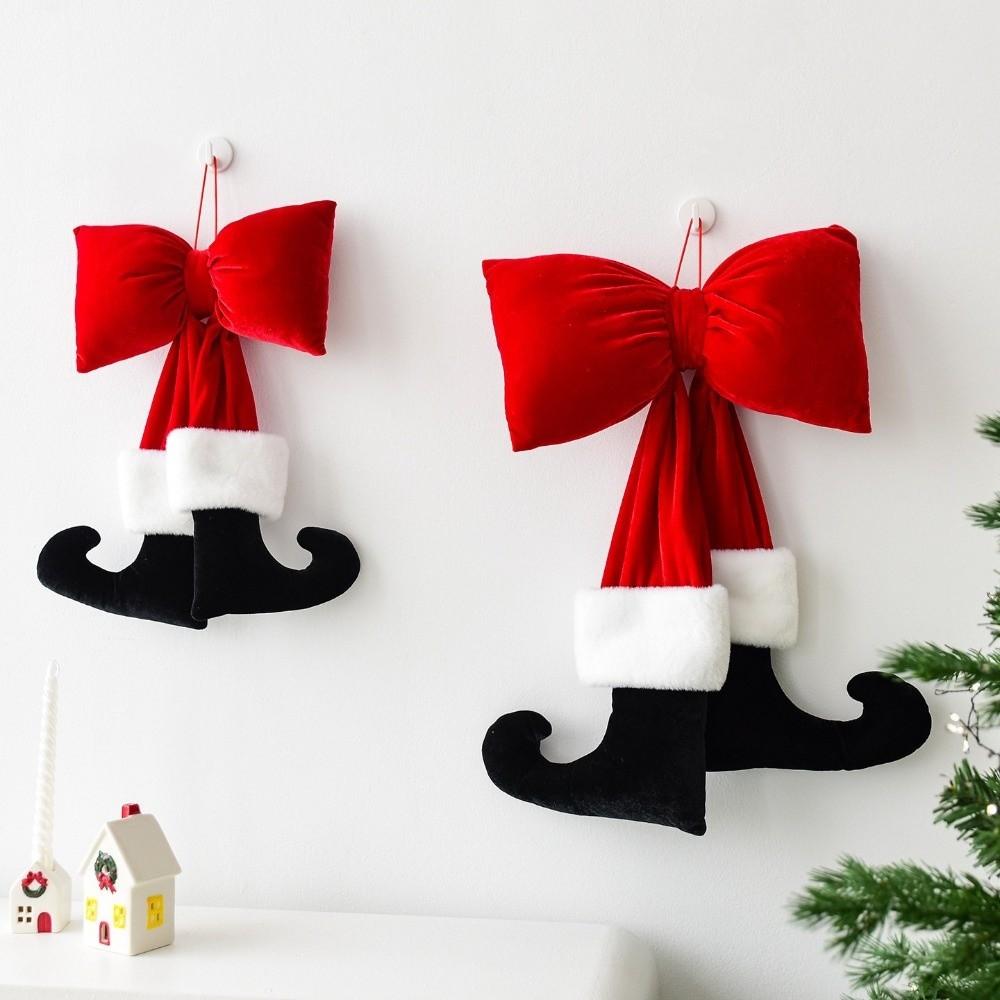 DIY Decorations Bow Hanging Ornaments Red Velvet Bow Knot Christmas Bowknot Pendant  New Year Party