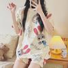 Women's Summer Cotton-Feel Short-Sleeve Nightdress & Pajama Set