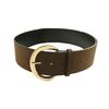 Pu Leather Wide Belt With Gold Buckle For Fashionable Casual Wear