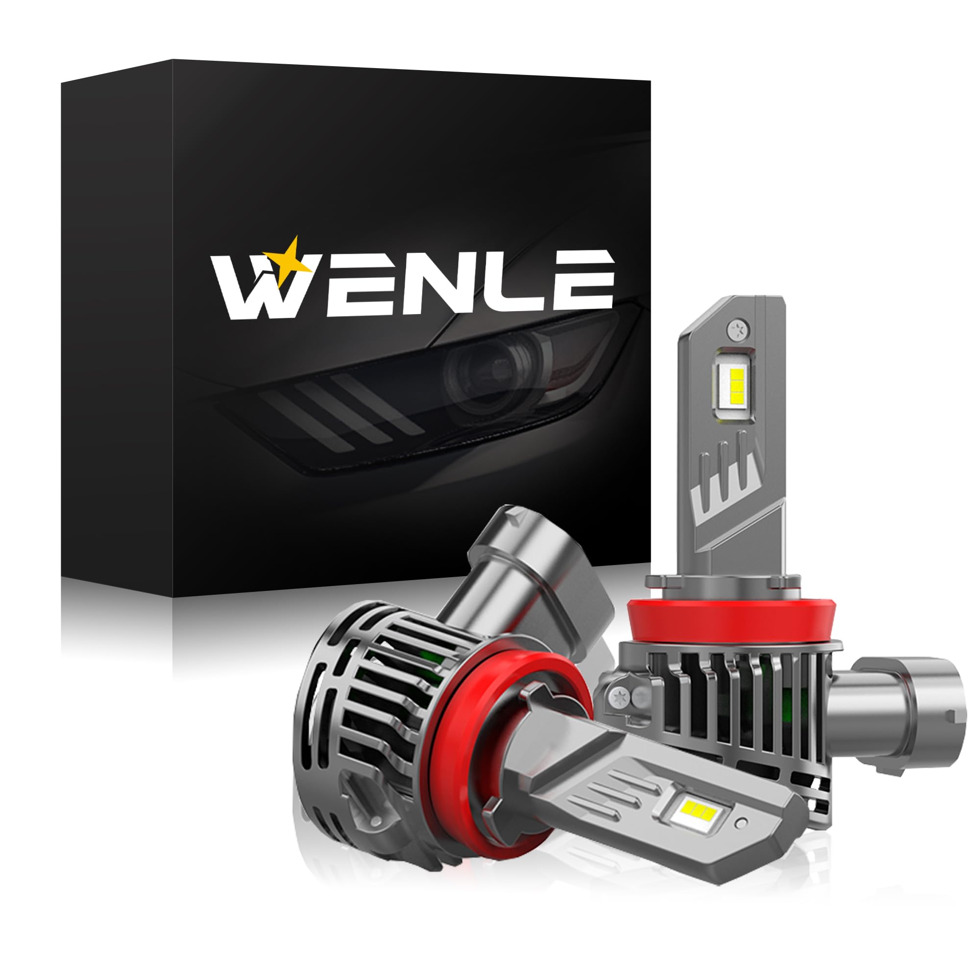 

WENLE Compatible LED New Vehicle Inspection Compatible with DC12V Free Beam Axis Set of 2 and H8/H9/H11/H16 Headlights, Compliant, Ultra-Bright 100W, белый