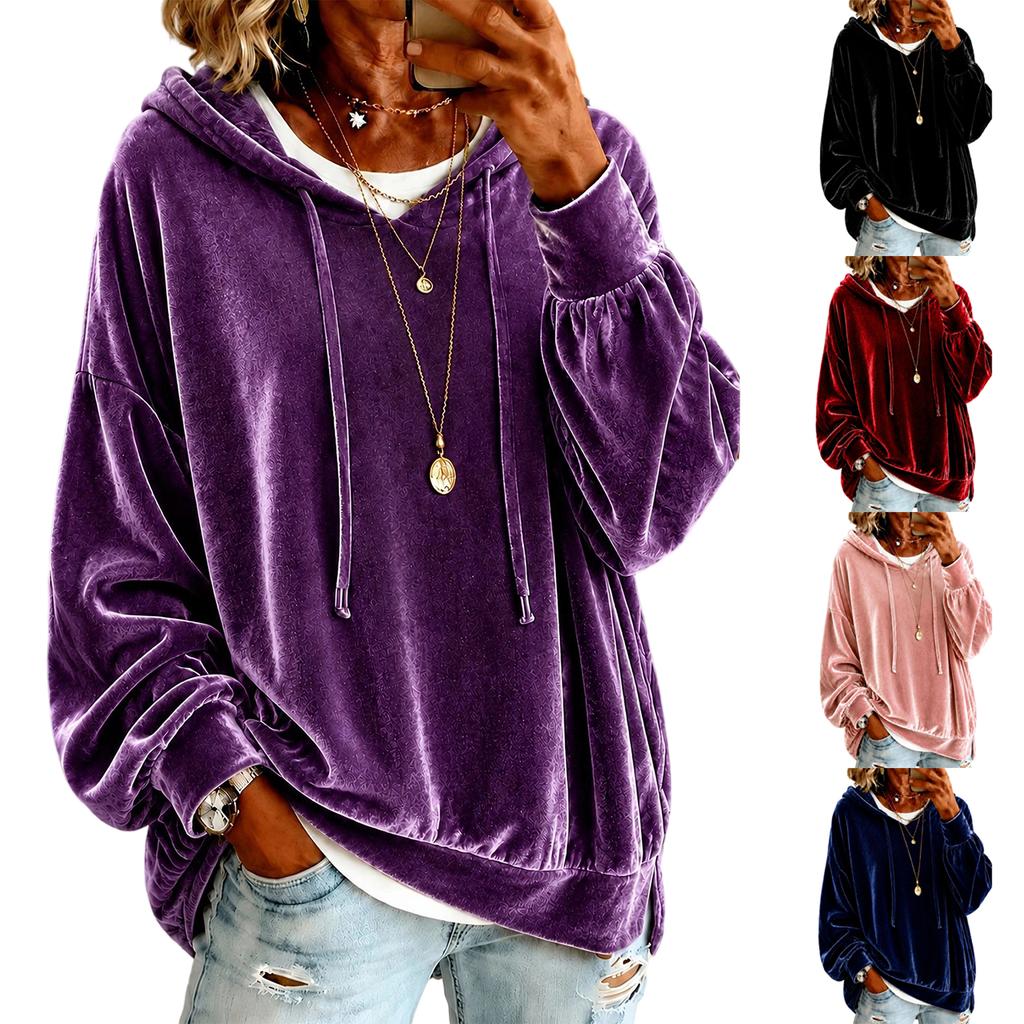 Women's Color Casual Hooded Sweatshirt with