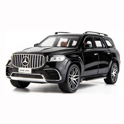 Coche de juguete fundido a escala 1/24, modelo Benz GLS63 AMG, coche de juguete coleccionable de aleación con luz y sonido, vehículo de juguete para regalo para niños adultos