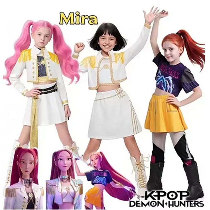 Rumi Kpop Demon Hunter Idol Cosplay per Bambini Carnevale