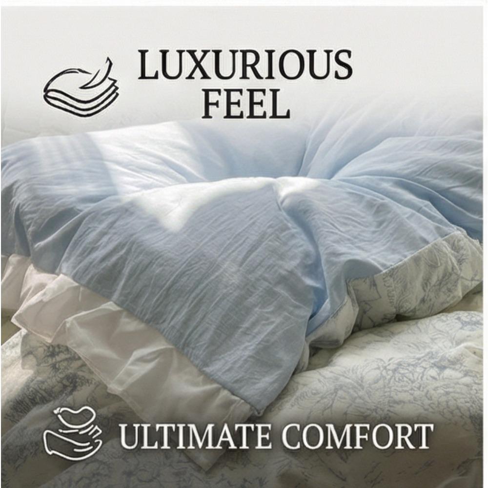 Four-piece Cotton Bed Sheet and Pillowcase Set with Lace Trim