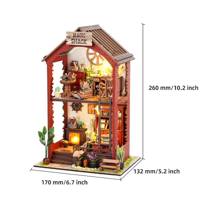 Diy Book Nook Doll House Miniature Wooden Bookshelf Shelf Insert Miniatures Home Model Kit Dollhouse Birthday Toy Gifts