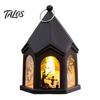 Flickering Candle Lights Halloween Pumpkin Lantern, Gothic House Shape LED Light Safe Night Lamps for Children Party, Spooky Table Centerpieces, Home