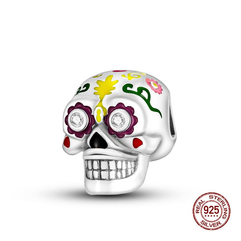 New In Original Charms Copper Glow In Skull And Pumpkin Charms Beads Fit 3Mm Original Bracelet For Women Diy Jewelry Gifts