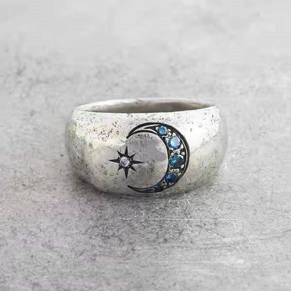 Elegant Sun & Moon Zircon Inlaid Women's Fashion Ring