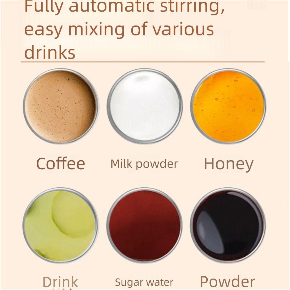 New White Brown Automatic Mixing Cup Portable Rotation Feature Automatic Stirring Coffee Cup Stainless Steel Smart Stirring Mug