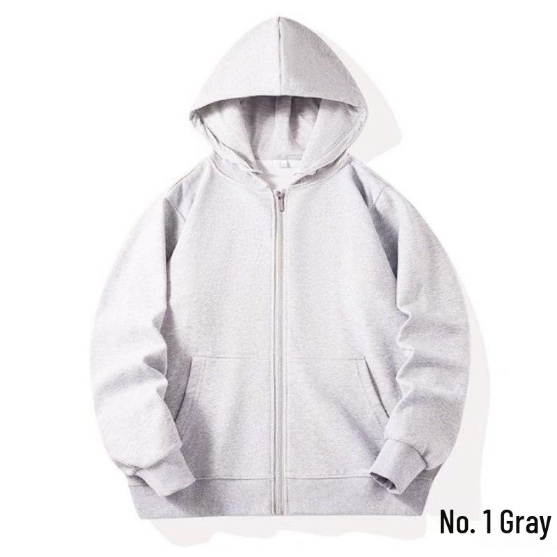 Felpa con cappuccio e zip in cotone color caramella per ragazzi e ragazze - Felpa con colletto alto e tasche, 110-170 cm, 280g, Versione tinta unita.