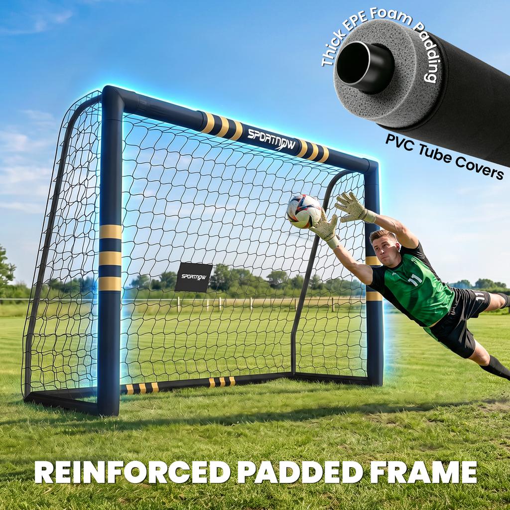 Football Goal, 8 x 5ft Portable Football Net with Ground Stakes