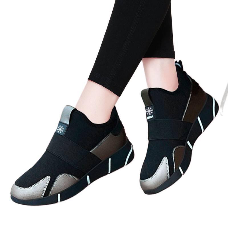 Cloth shoes winter velvet warm two cotton shoes soft sole all black shoes