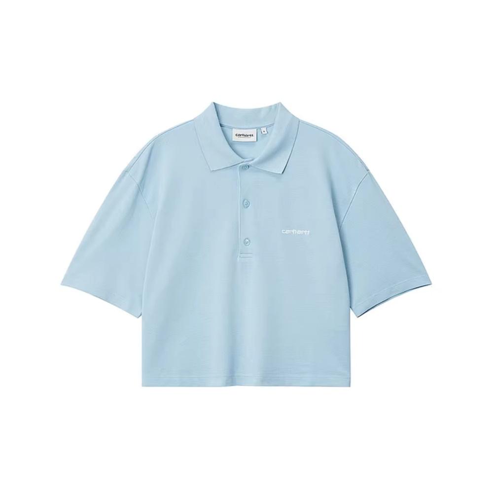 Carhartt WIP Minimalist Light Blue Short Loose Polo Shirt Women tops CHXPOI034553Q