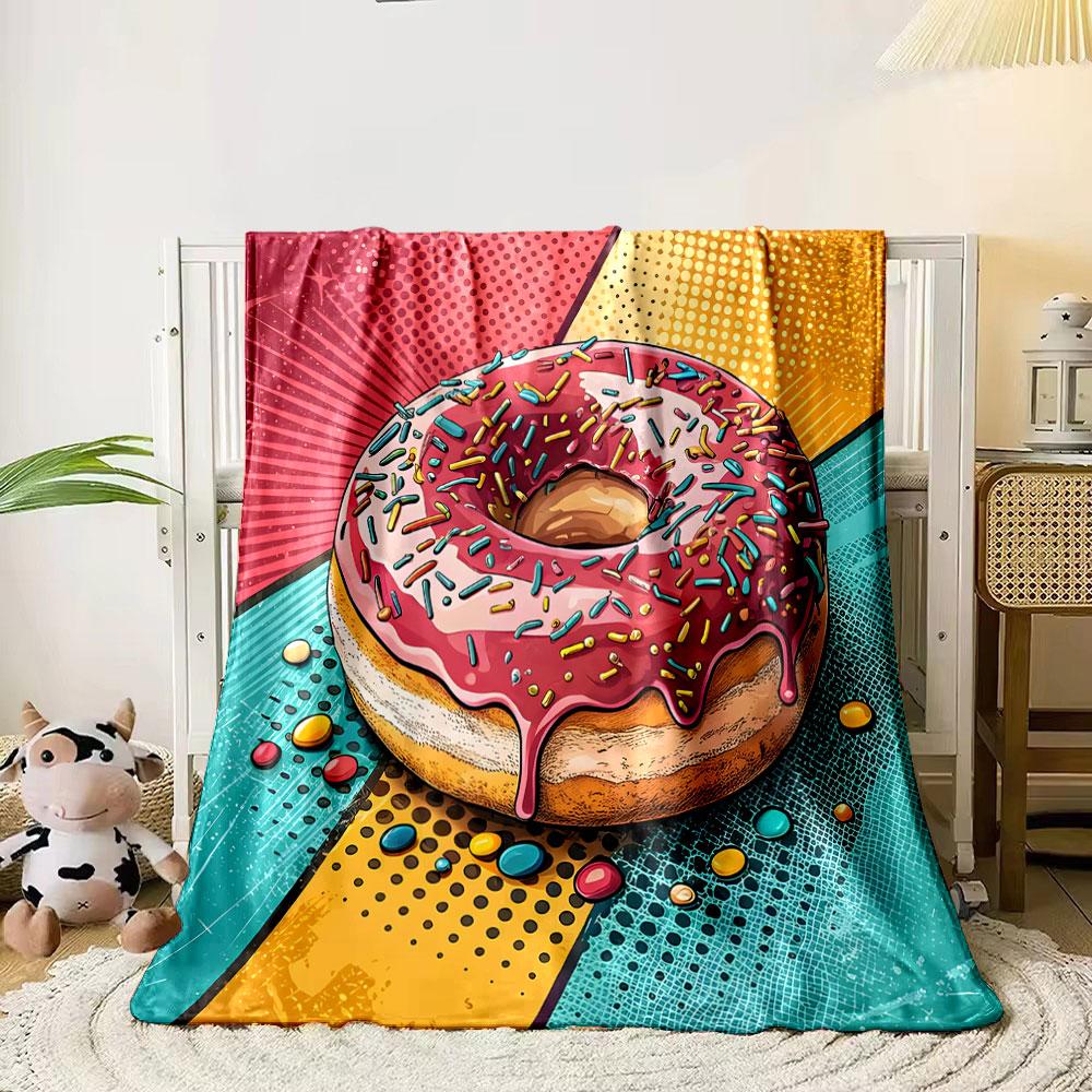 Pop Art Donut Delight Print Blanket Soft and Cozy Perfect for the Living Room Bed Sofa or a Nap,gift