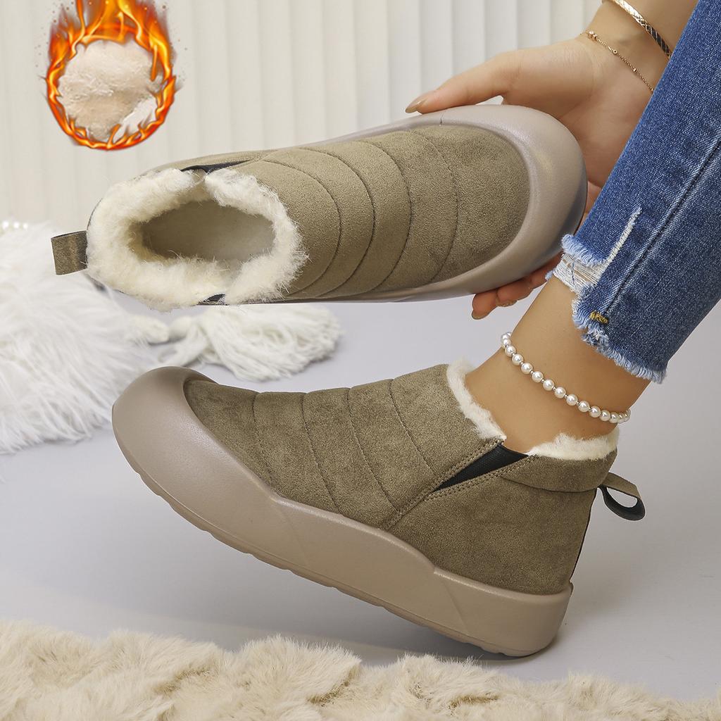 Fashion 2025 New Women Ankle Boots Retro Thickened Fluff Shoes Female Outdoor Thick Slip-on Snow Boots Women Casual Warm Non-Slip Boots