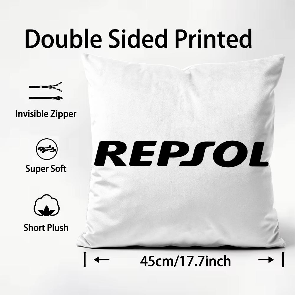 RRepsol Logo Kissenbezug Plüschstoff Weich Beidseitig Bedruckt Sofa Warm Winter Zuhause Kindergeschenk Kissenhülle