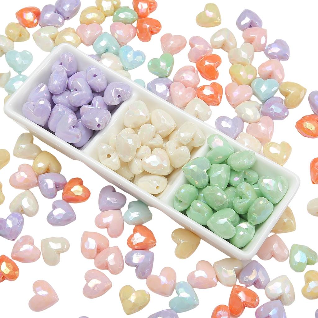 [19X17mm] Color-Plated Peach Heart Beads  Cream Heart-Shaped Beads DIY Handmade Jewelry Accessories