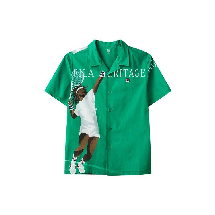 

FILA Athletics Series Теннисная спортивная пляжная рубашка с короткими рукавами Мужские топы Бирюзово-зеленый A11M123158F-LG