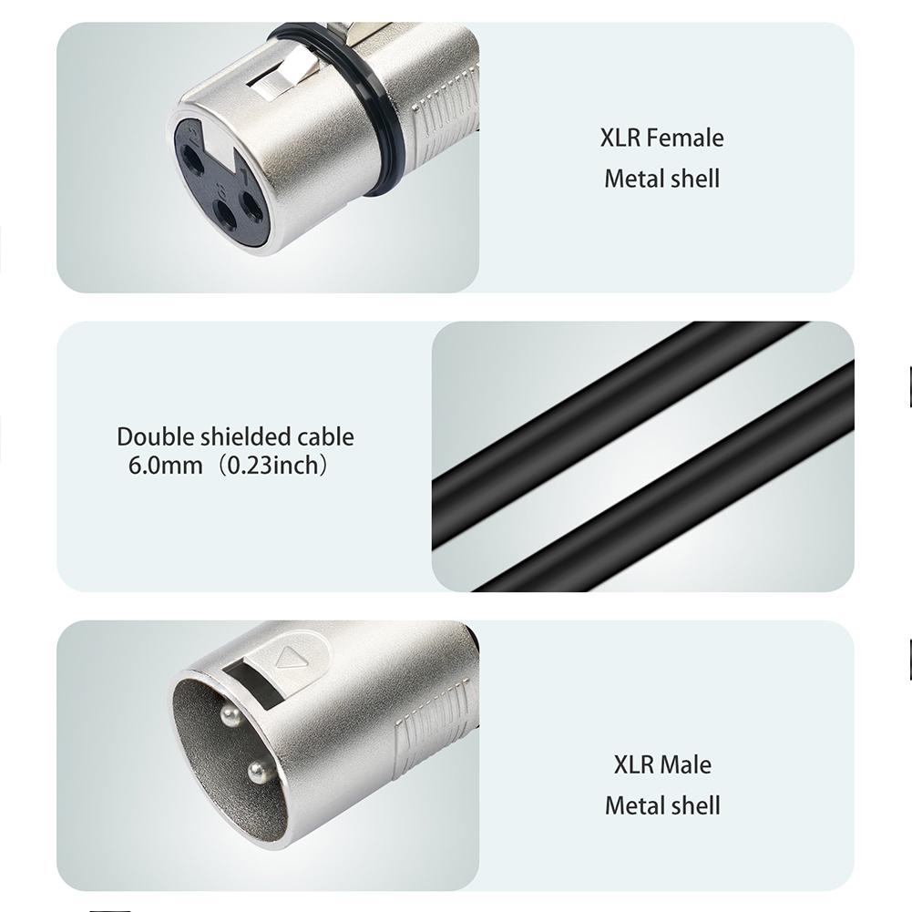 1.5ft/0.5m XLR Male To Dual XLR Female Y Splitter Mic Cable 3 Pin XLR Male To Dual XLR Female Patch Y Cable