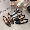 Women Shoes 2025 Summer New Fashion Hollow Weave Mary Jane Shoe Vintage Breathable Soft Sole Buckle Strap Women Square Toe Flats