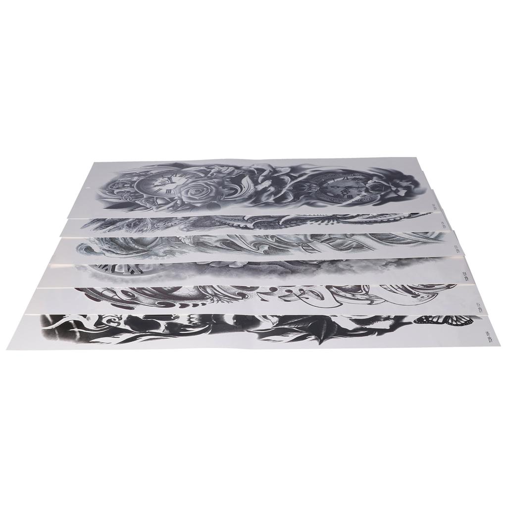 6pcs Full Arm Tattoo Sticker Temporary Waterproof Fake Tattoos Stickers for Women Men