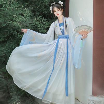 Çin Song Hanedanı Tarzı Hanfu Kadın Giyim Günlük Pileli Etek Takımı