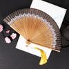 Silk Cloth Color Changing Folding Fan Bamboo Material Dance Fan Elegant Handicraft Fan  Summer Use