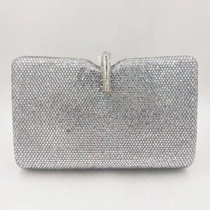 

WHTUOHENG Diamond Evening Bags Clutches Luxury Wedding Purses Red/Silver/Gold/Blue Women’s Crystal Clutch Female Party Purses 18cmX13cmX8cm серебряный
