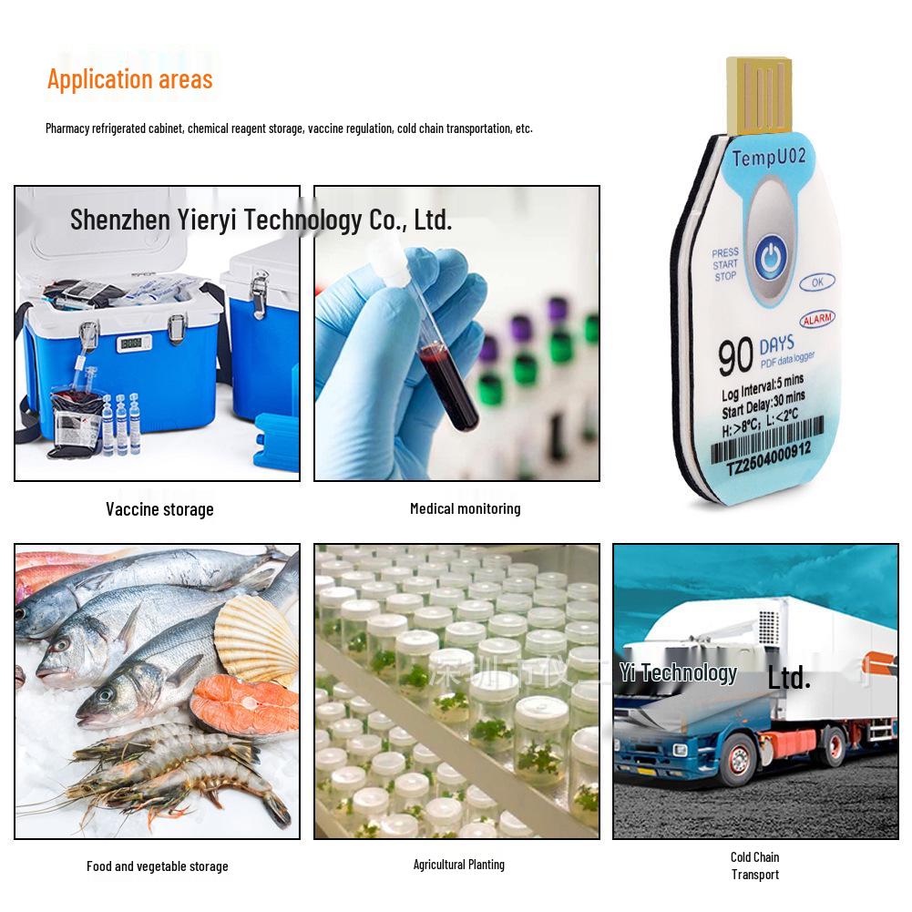 60, 90, 120, 180-Day Temperature Logger with PDF Report for Cold Chain Pharmaceutical Transport