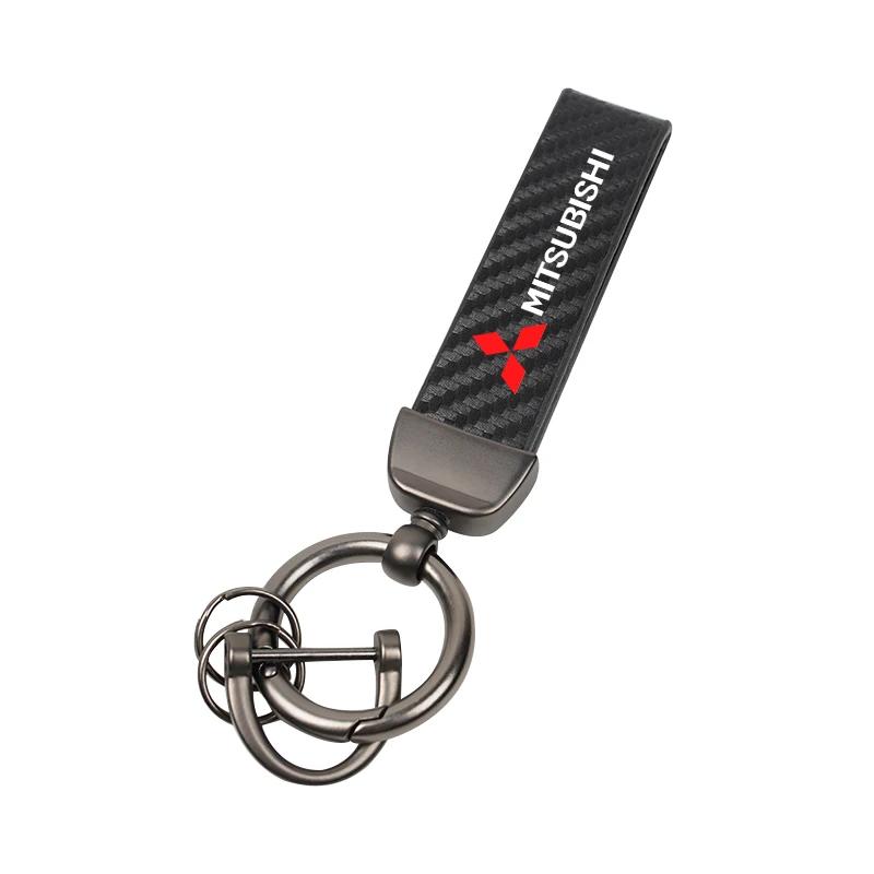 Leather Car Key Fob / Keyring Compatible with Mitsubishi Eclipse, Lancer, Outlander, Pajero, ASX, Colt, I200, Delica, Triton, a