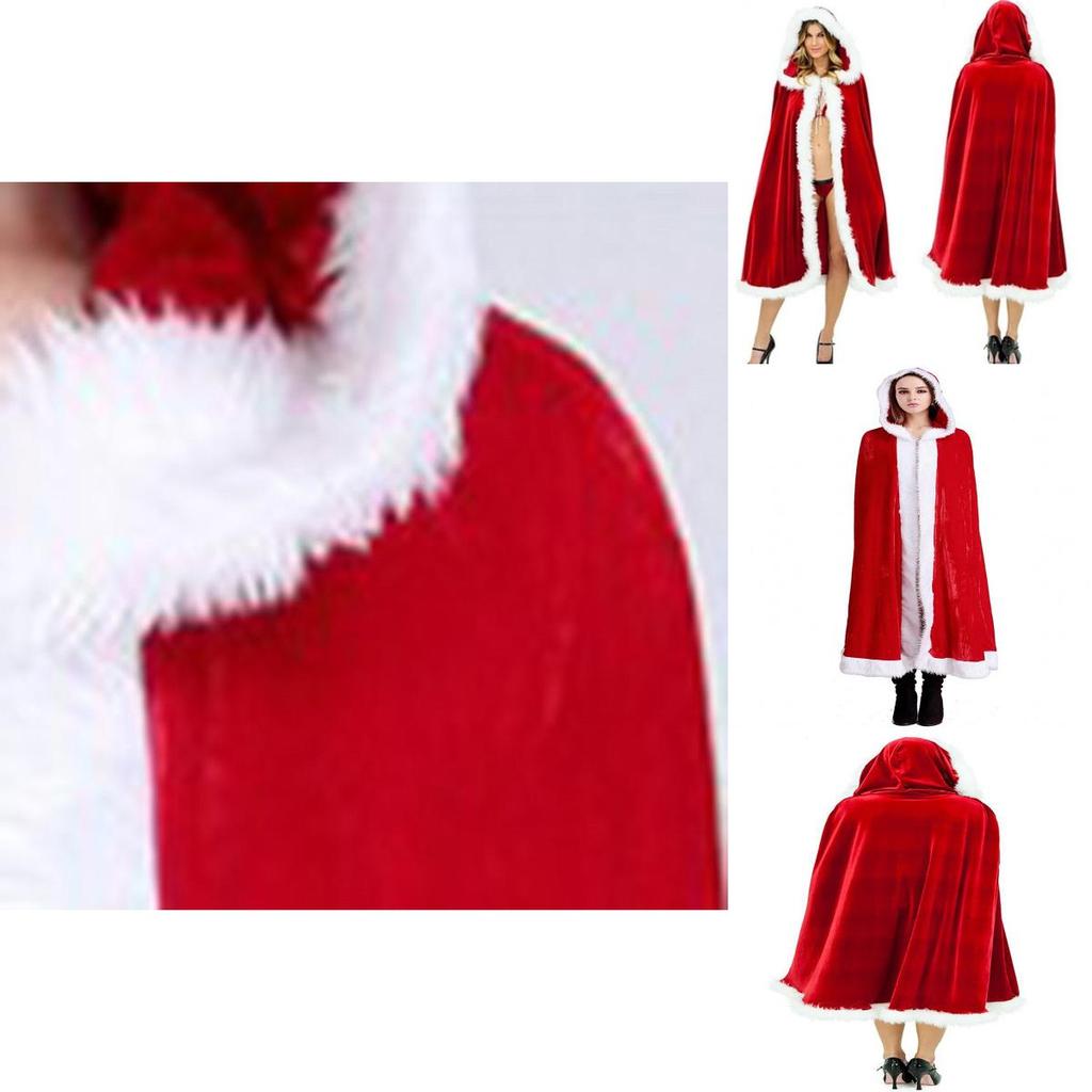 Premium Quality Adult Christmas Mrs Santa Claus Cosplay Costume Fancy Hooded Cloak Manteau Xmas For Festive Celebrations