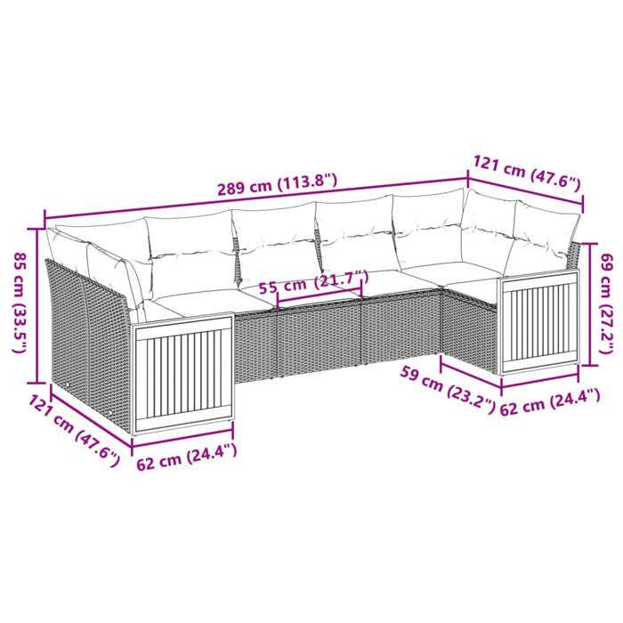 VidaXL Garden Lounge Set with Cushions 7 Pcs, Patio Sofas, Furniture Set, Outdoor Terrace Furniture, Black 3260348