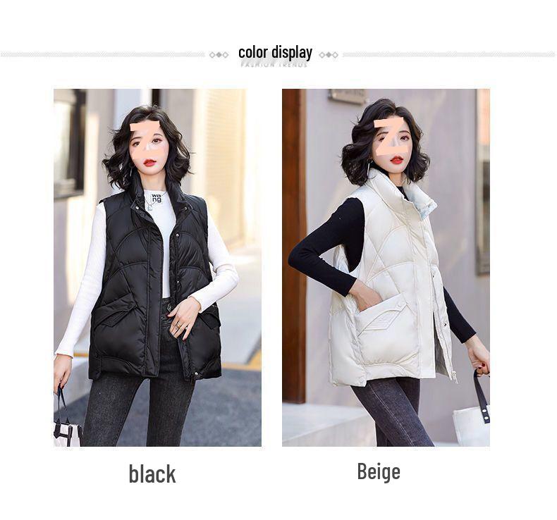Women's Korean Style White Duck Down Vest - Autumn/Winter 2025, Short, Loose, Thickened, Versatile Sleeveless Outerwear