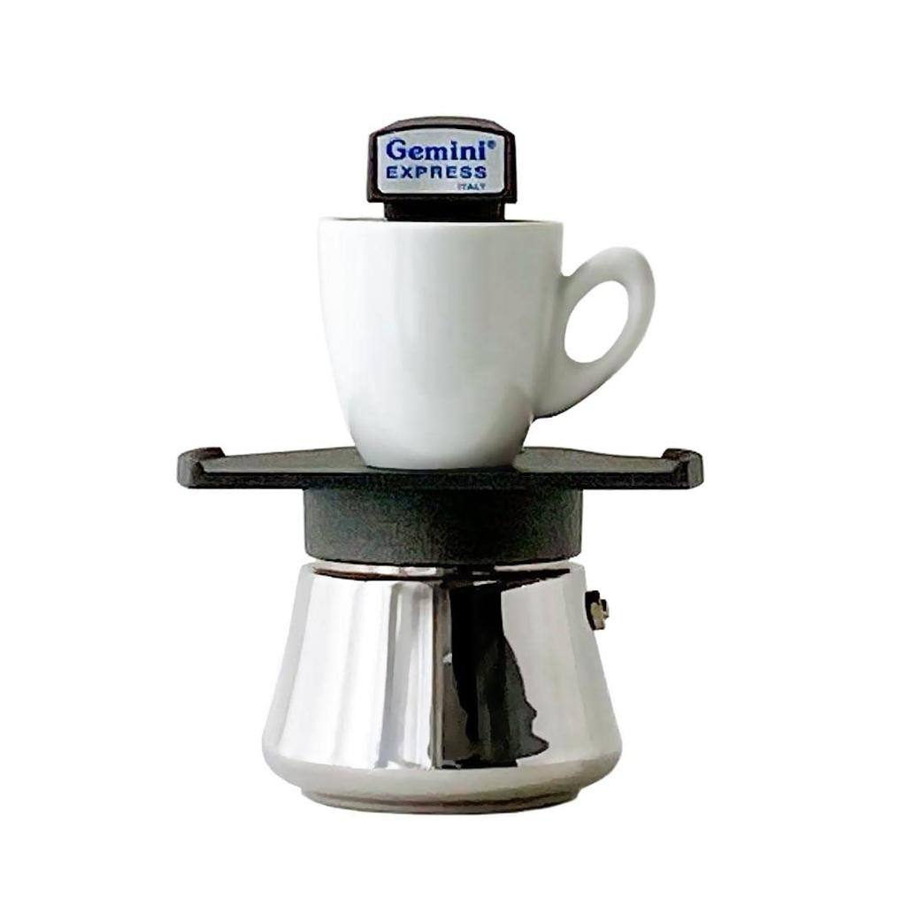 EPPICOTISPAI GEMINI EXPRESS Gemini Express Espresso Maker for Cups Induction IH Capable Stainless Steel 1-2 (Metallic Black)